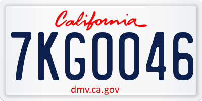 CA license plate 7KGO046