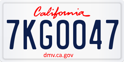 CA license plate 7KGO047