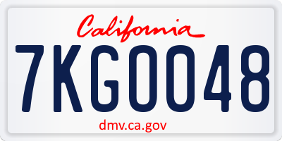 CA license plate 7KGO048