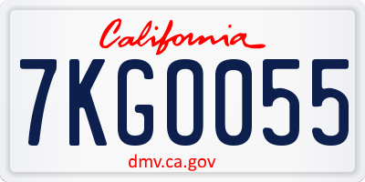 CA license plate 7KGO055