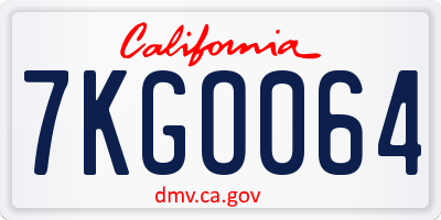 CA license plate 7KGO064