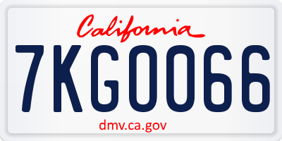 CA license plate 7KGO066