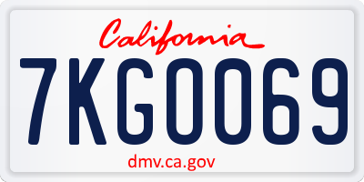 CA license plate 7KGO069