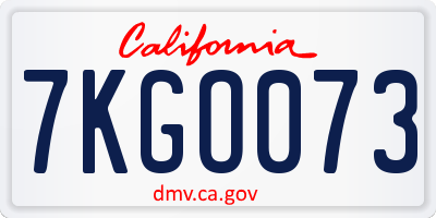 CA license plate 7KGO073