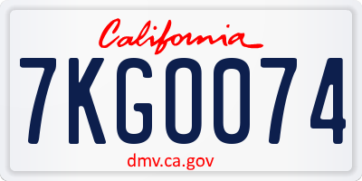 CA license plate 7KGO074