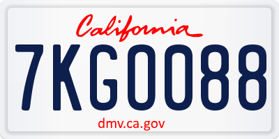 CA license plate 7KGO088