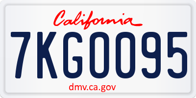 CA license plate 7KGO095