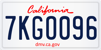 CA license plate 7KGO096