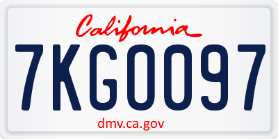 CA license plate 7KGO097