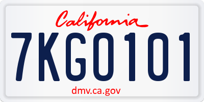 CA license plate 7KGO101