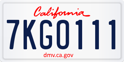 CA license plate 7KGO111
