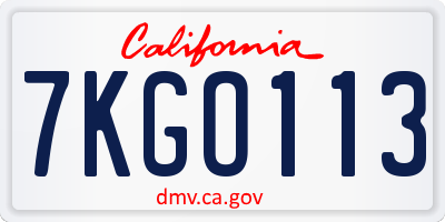 CA license plate 7KGO113