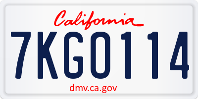CA license plate 7KGO114