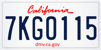 CA license plate 7KGO115