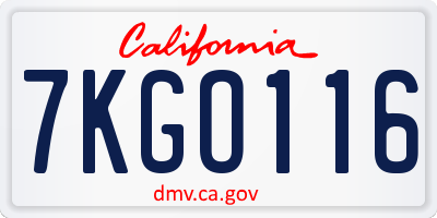 CA license plate 7KGO116