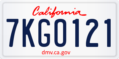 CA license plate 7KGO121