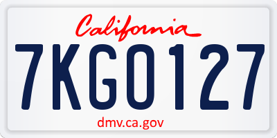 CA license plate 7KGO127