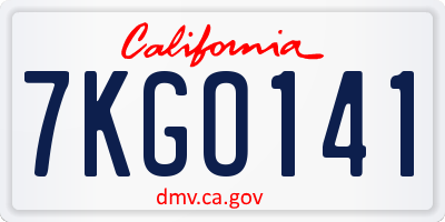 CA license plate 7KGO141