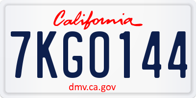 CA license plate 7KGO144