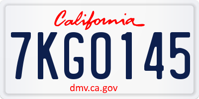 CA license plate 7KGO145