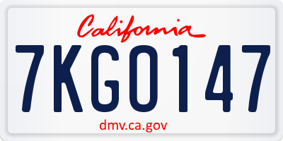 CA license plate 7KGO147