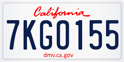 CA license plate 7KGO155