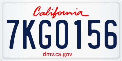 CA license plate 7KGO156