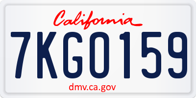 CA license plate 7KGO159