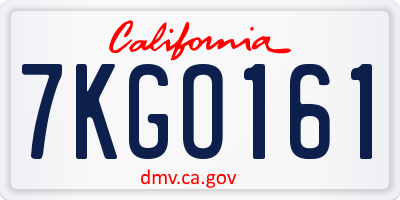 CA license plate 7KGO161