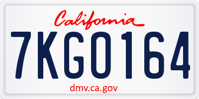 CA license plate 7KGO164