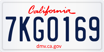 CA license plate 7KGO169