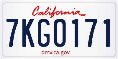 CA license plate 7KGO171