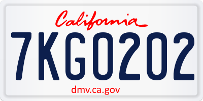 CA license plate 7KGO202