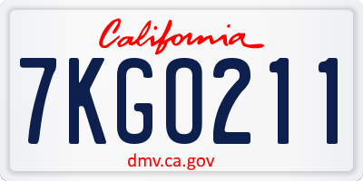 CA license plate 7KGO211