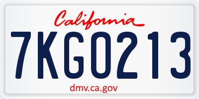 CA license plate 7KGO213