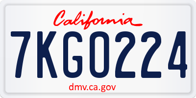 CA license plate 7KGO224