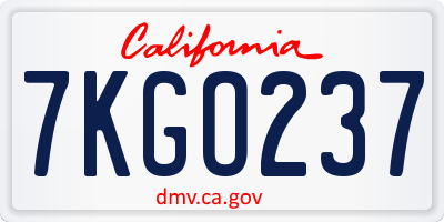 CA license plate 7KGO237