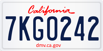 CA license plate 7KGO242