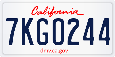 CA license plate 7KGO244