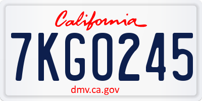 CA license plate 7KGO245