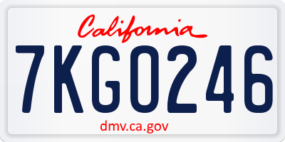 CA license plate 7KGO246