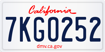 CA license plate 7KGO252