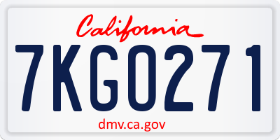 CA license plate 7KGO271