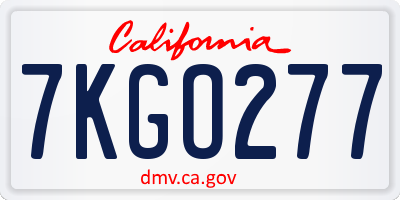 CA license plate 7KGO277