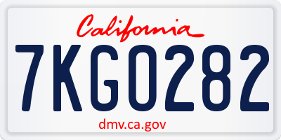 CA license plate 7KGO282