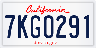 CA license plate 7KGO291