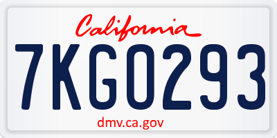 CA license plate 7KGO293