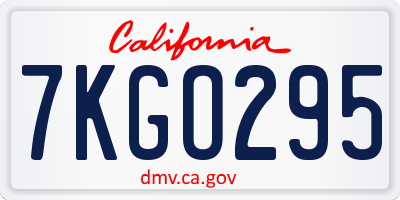 CA license plate 7KGO295