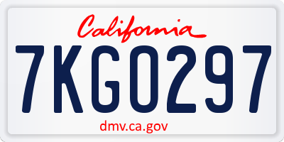 CA license plate 7KGO297