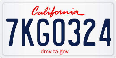 CA license plate 7KGO324